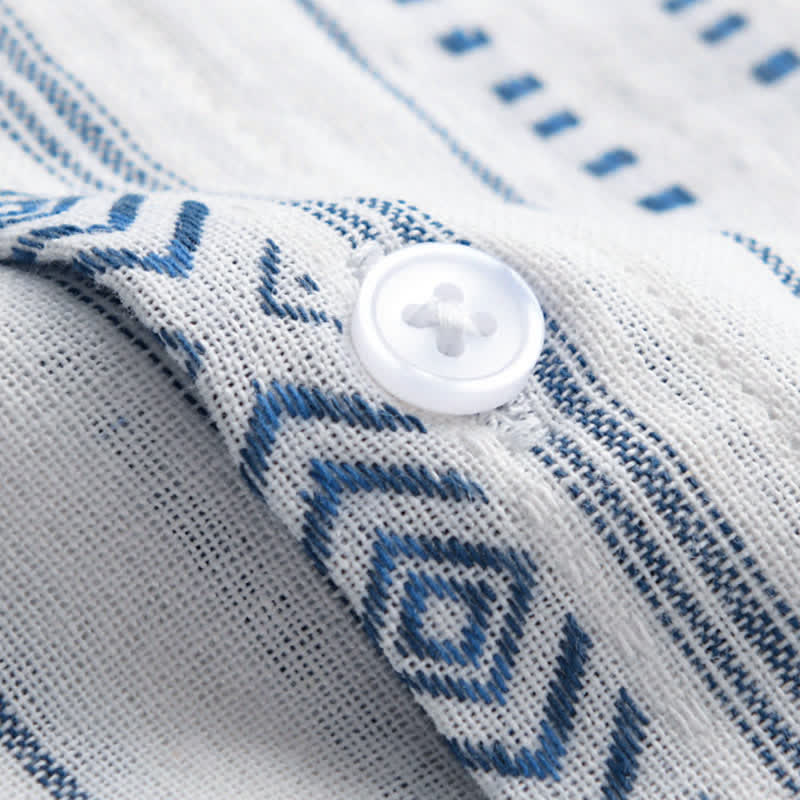 Nimara Ritual Summer Casual Classic Button-Up Striped Men's Short Sleeve Shirts With Patch Pocket