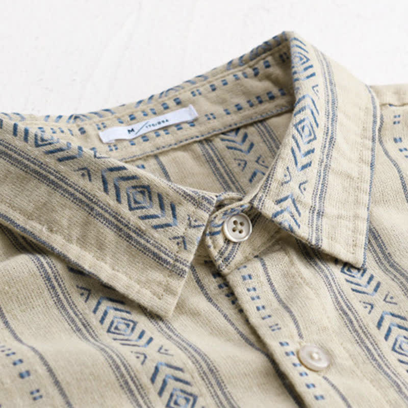 Nimara Ritual Summer Casual Classic Button-Up Striped Men's Short Sleeve Shirts With Patch Pocket
