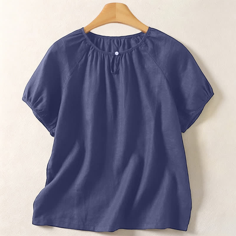 Nimara Ritual Summer Casual Minimalist Solid Crew Neck Women's Short Sleeve Shirts