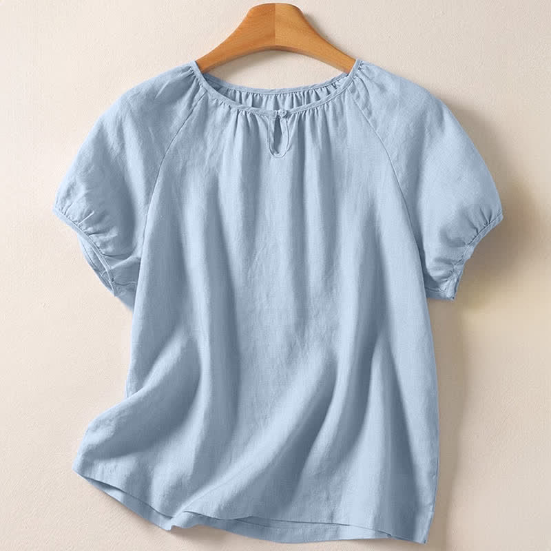 Nimara Ritual Summer Casual Minimalist Solid Crew Neck Women's Short Sleeve Shirts