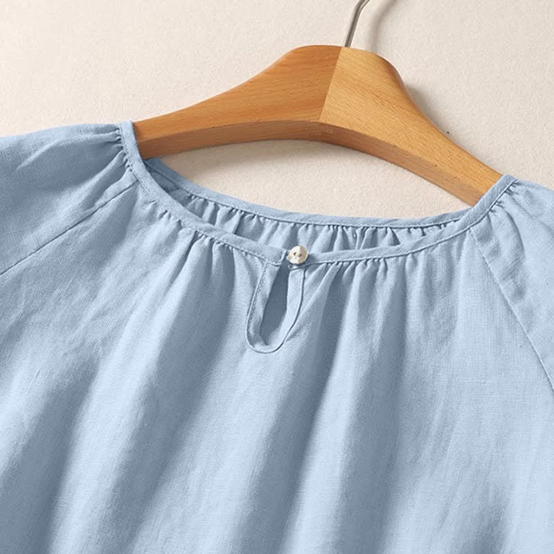 Nimara Ritual Summer Casual Minimalist Solid Crew Neck Women's Short Sleeve Shirts