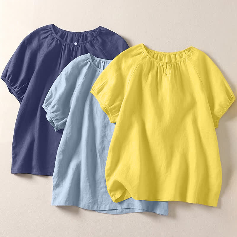 Nimara Ritual Summer Casual Minimalist Solid Crew Neck Women's Short Sleeve Shirts