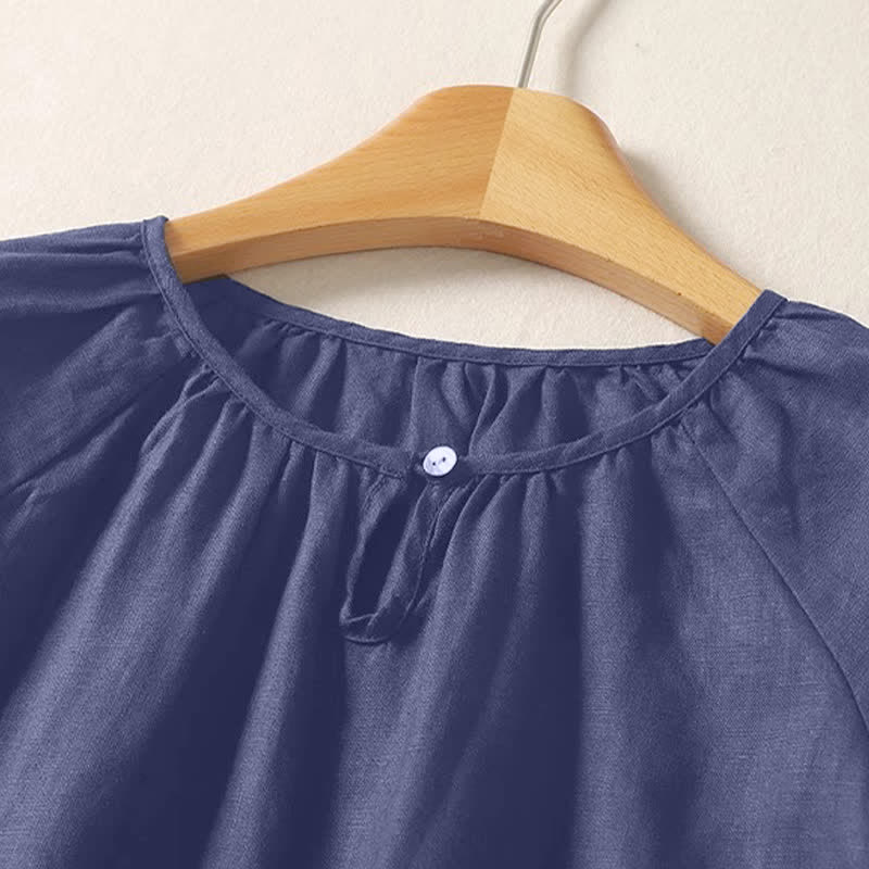 Nimara Ritual Summer Casual Minimalist Solid Crew Neck Women's Short Sleeve Shirts