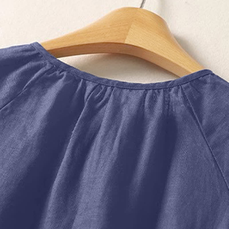 Nimara Ritual Summer Casual Minimalist Solid Crew Neck Women's Short Sleeve Shirts