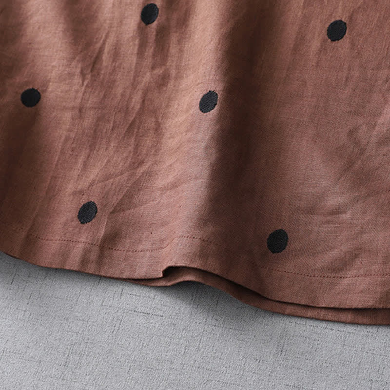 Nimara Ritual Summer Casual Boho Drawstring Abstract Polka Dots Women's Short Sleeve Dress With Pocket