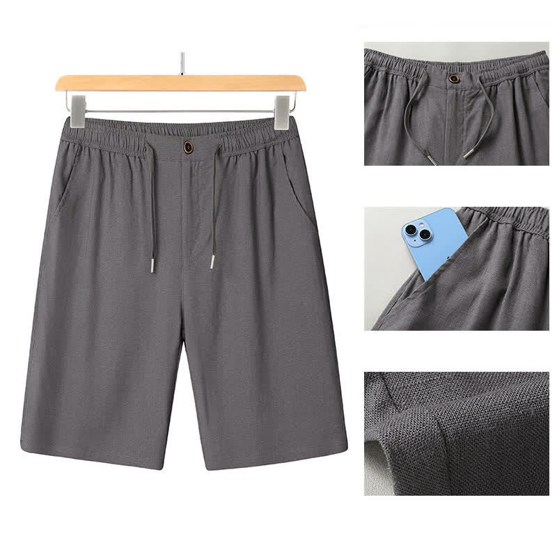 Nimara Ritual Summer Casual Mandarin Collar Solid Short Sleeve Shirt Drawstring Pants Men's Matching Sets With Pockets