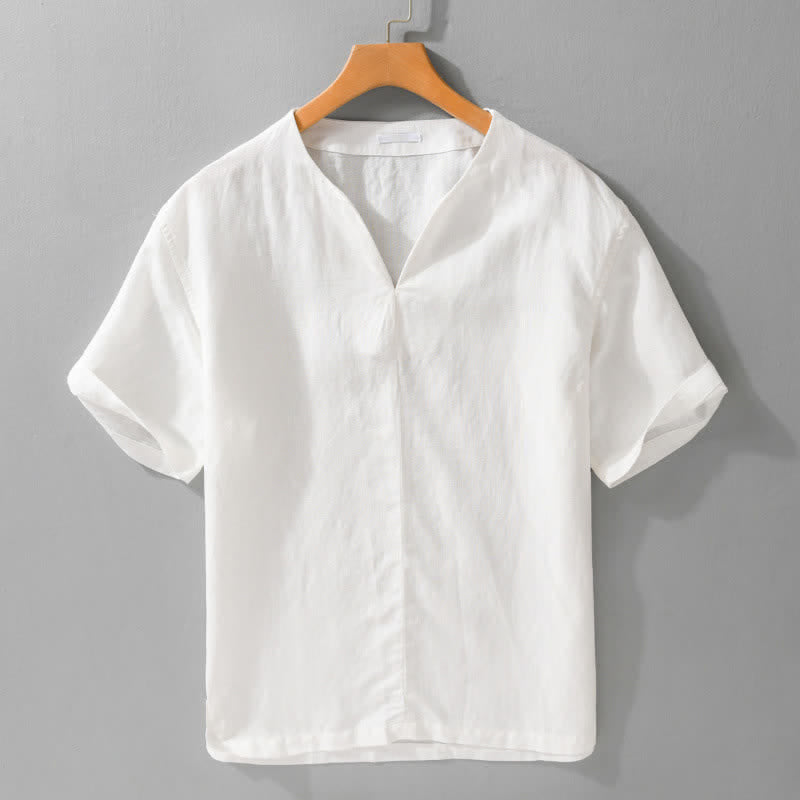 Nimara Ritual Summer Minimalist Solid V-Neck Men's Short Sleeve T-Shirts