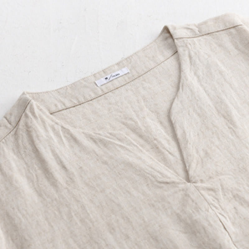 Nimara Ritual Summer Minimalist Solid V-Neck Men's Short Sleeve T-Shirts