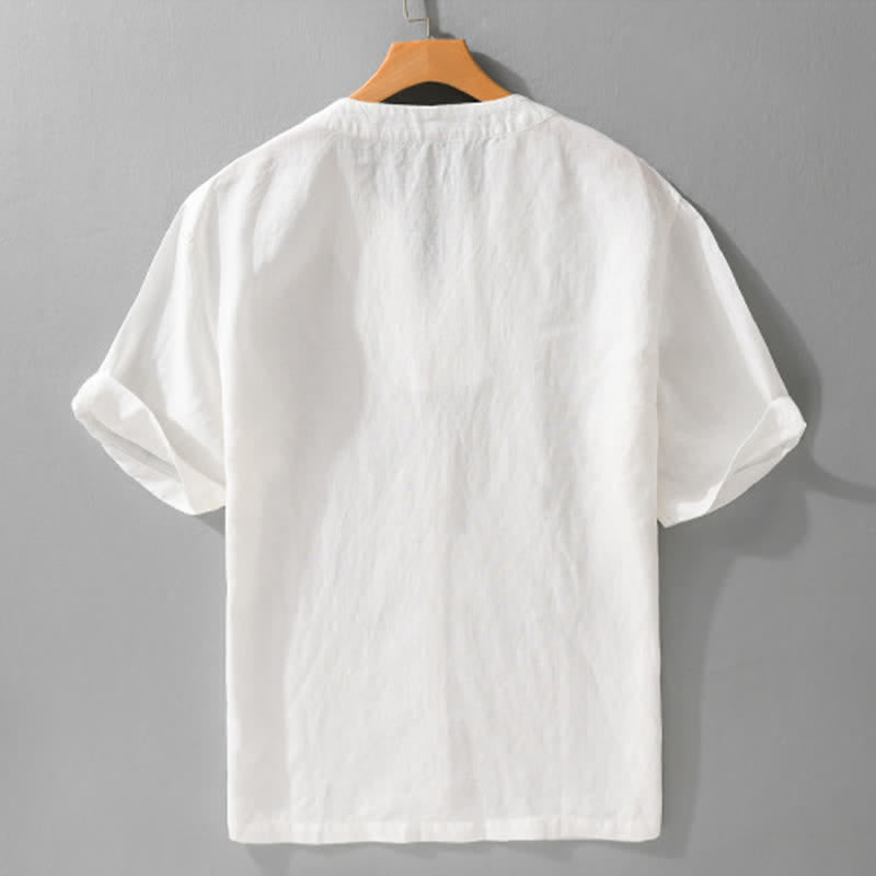 Nimara Ritual Summer Minimalist Solid V-Neck Men's Short Sleeve T-Shirts