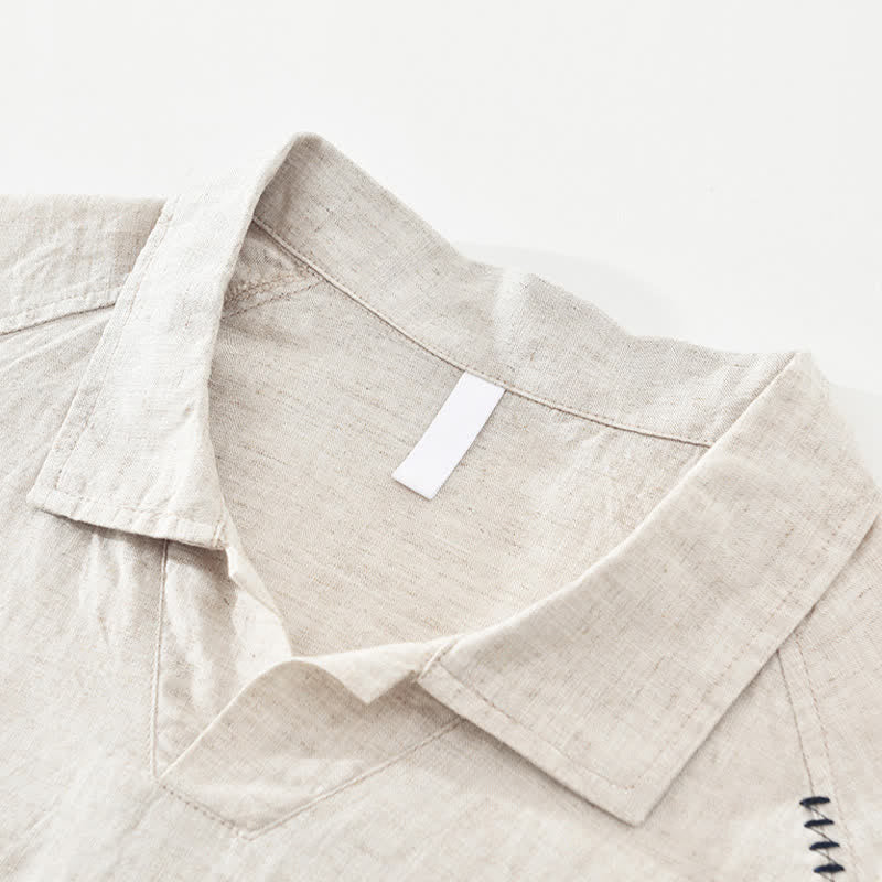 Nimara Ritual Summer Casual Minimalist Side Slit Solid Lapel Collar Men's Short Sleeve Shirts
