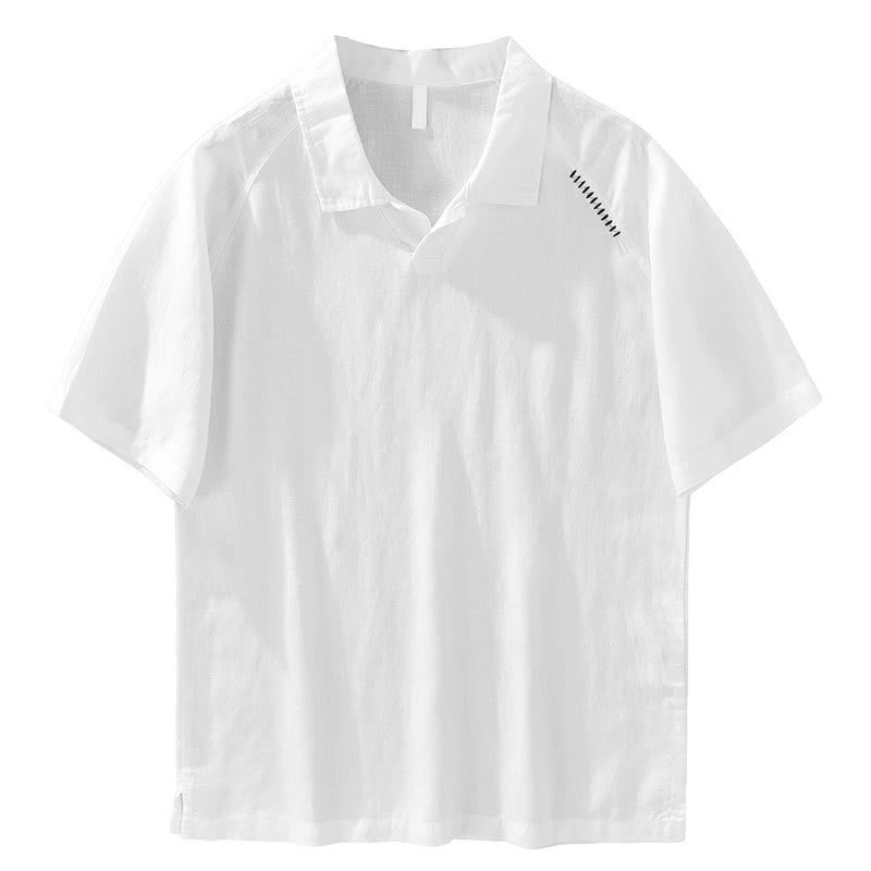 Nimara Ritual Summer Casual Minimalist Side Slit Solid Lapel Collar Men's Short Sleeve Shirts