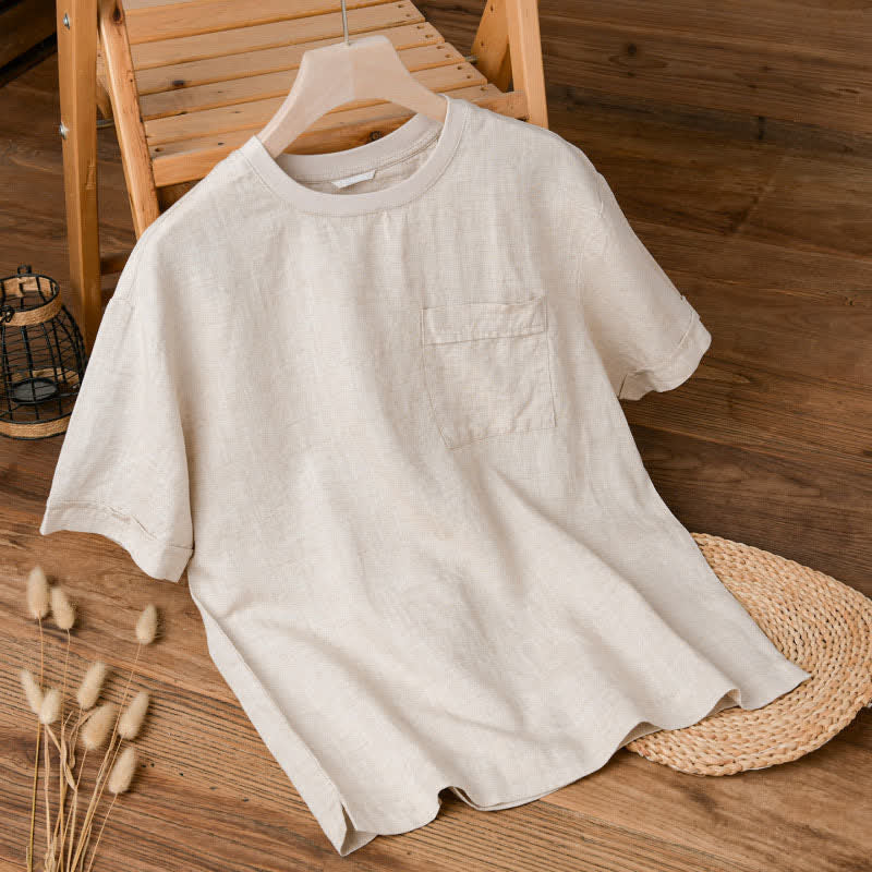 Nimara Ritual Summer Casual Minimalist Solid Men's Short Sleeve T-Shirts With Patch Pocket