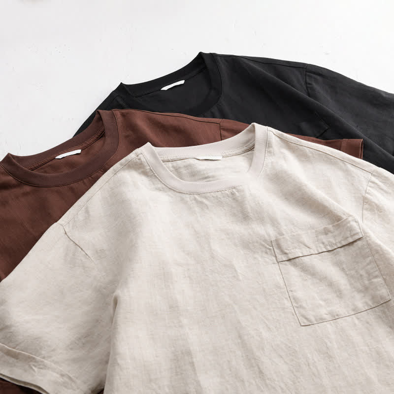 Nimara Ritual Summer Casual Minimalist Solid Men's Short Sleeve T-Shirts With Patch Pocket