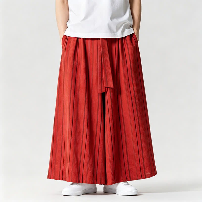 Nimara Ritual Summer Vintage Drawstring Striped Ankle Pants Men's Wide Leg Pants With Pocket