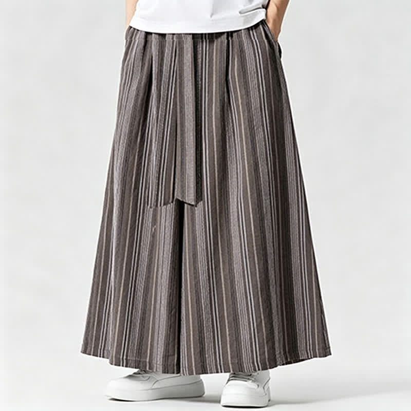 Nimara Ritual Summer Vintage Drawstring Striped Ankle Pants Men's Wide Leg Pants With Pocket