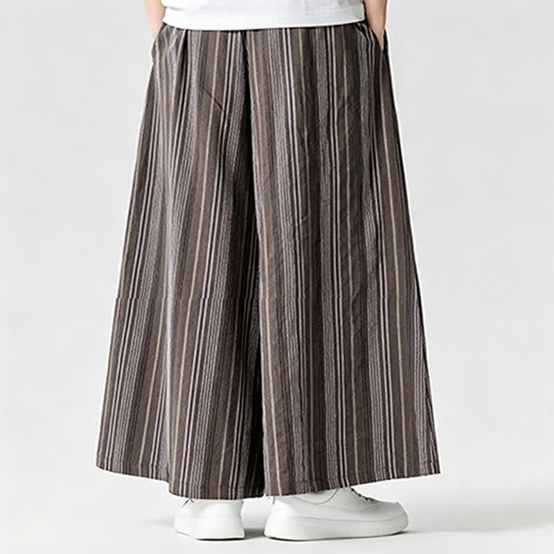 Nimara Ritual Summer Vintage Drawstring Striped Ankle Pants Men's Wide Leg Pants With Pocket