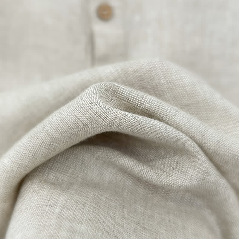 Nimara Ritual Summer Casual Side Slit Solid Linen Men's Short Sleeve Shirts