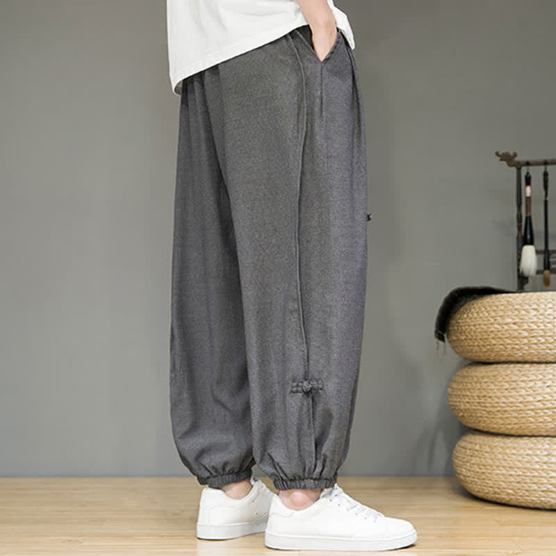Nimara Ritual Summer Casual Minimalist Drawstring Solid Cropped Pants Men's Harem Pants With Pocket
