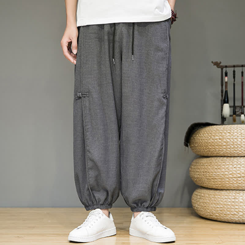 Nimara Ritual Summer Casual Minimalist Drawstring Solid Cropped Pants Men's Harem Pants With Pocket
