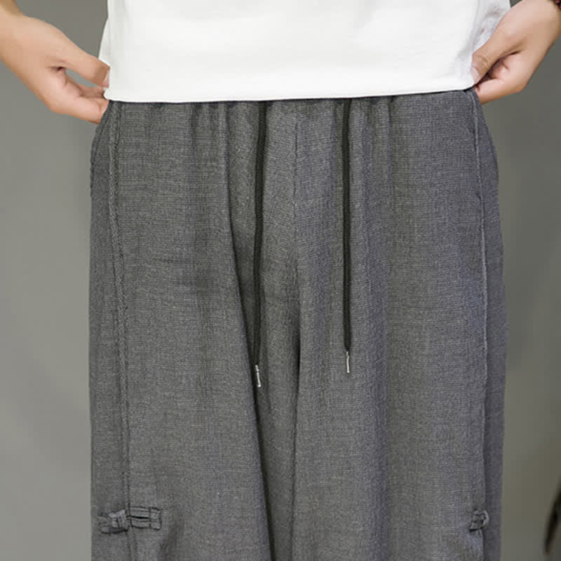 Nimara Ritual Summer Casual Minimalist Drawstring Solid Cropped Pants Men's Harem Pants With Pocket