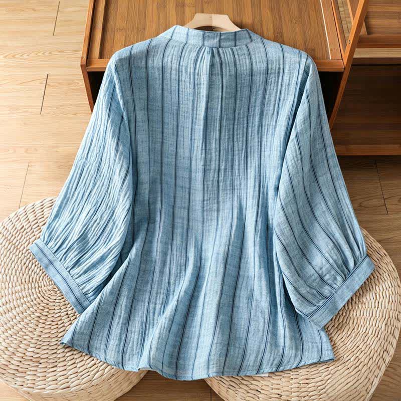 Nimara Ritual Summer Casual Minimalist Button-Up Striped Women's Short Sleeve Shirts