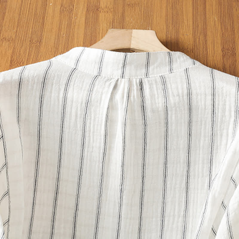 Nimara Ritual Summer Casual Minimalist Button-Up Striped Women's Short Sleeve Shirts