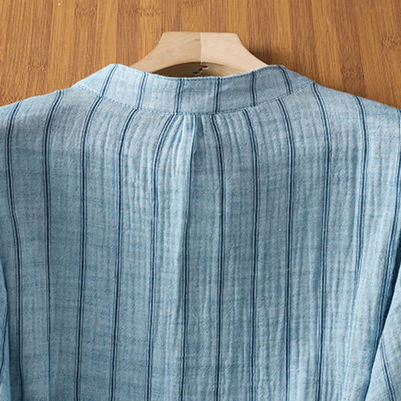 Nimara Ritual Summer Casual Minimalist Button-Up Striped Women's Short Sleeve Shirts
