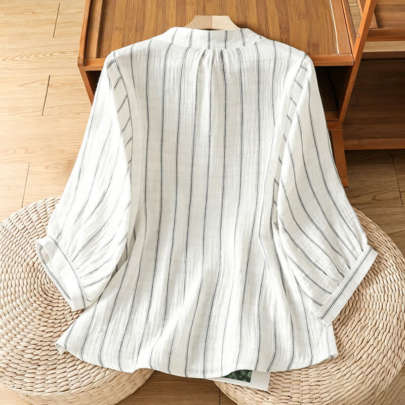 Nimara Ritual Summer Casual Minimalist Button-Up Striped Women's Short Sleeve Shirts