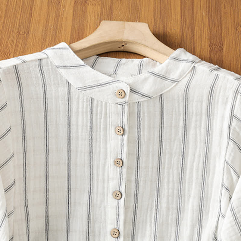 Nimara Ritual Summer Casual Minimalist Button-Up Striped Women's Short Sleeve Shirts