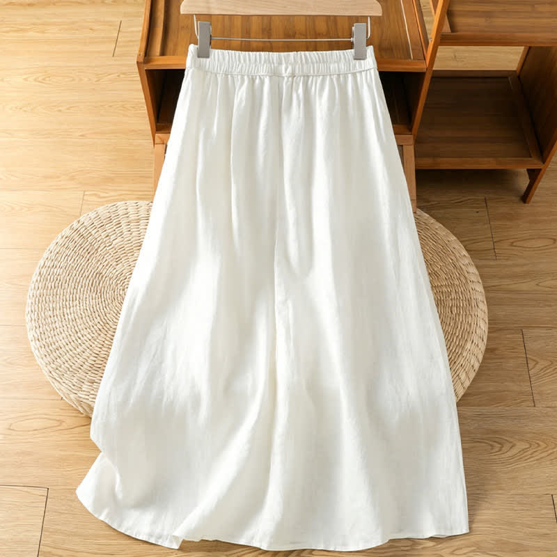 Nimara Ritual Summer Casual Vintage Side Slit Solid Flowers Women's Skirts With Pocket