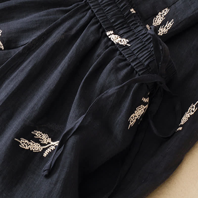 Nimara Ritual Summer Boho Casual Floral Drawstring Cropped Pants Women's Wide Leg Pants
