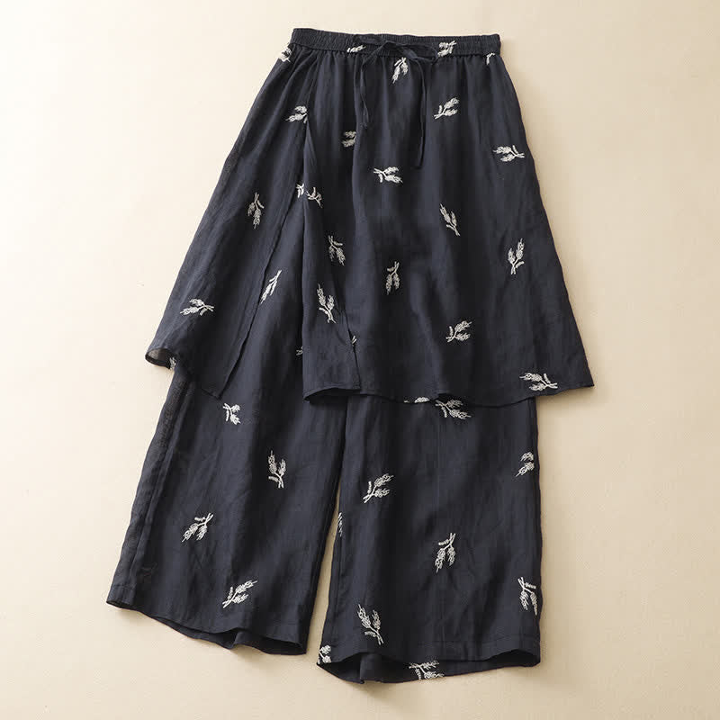 Nimara Ritual Summer Boho Casual Floral Drawstring Cropped Pants Women's Wide Leg Pants