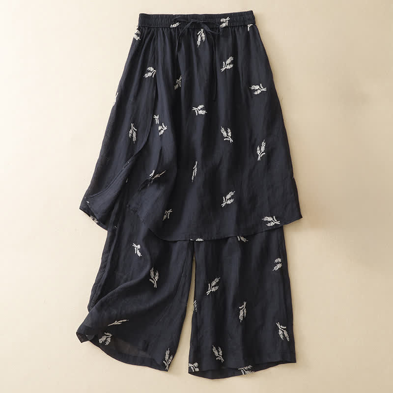 Nimara Ritual Summer Boho Casual Floral Drawstring Cropped Pants Women's Wide Leg Pants
