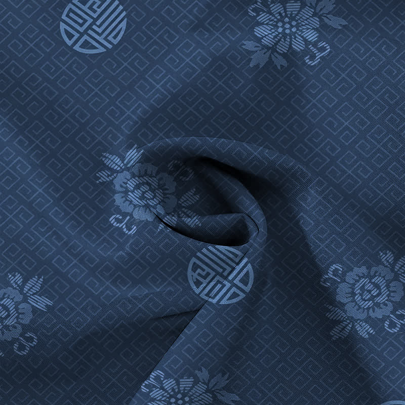 Nimara Ritual Geometric Floral Medallion Pattern Buttons Breathable Men's Short Sleeve Shirt