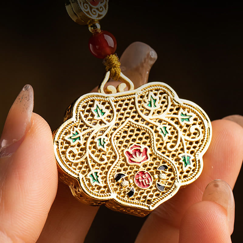 Nimara Ritual Lock of Good Wishes Fu Character Luck Blessing Key Chain