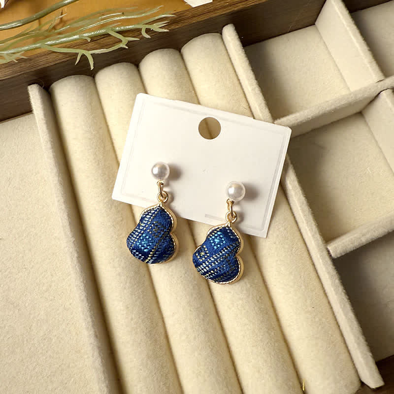 Nimara Ritual Song Brocade Pearl Gourd Healing Handmade Stud Dangle Earrings