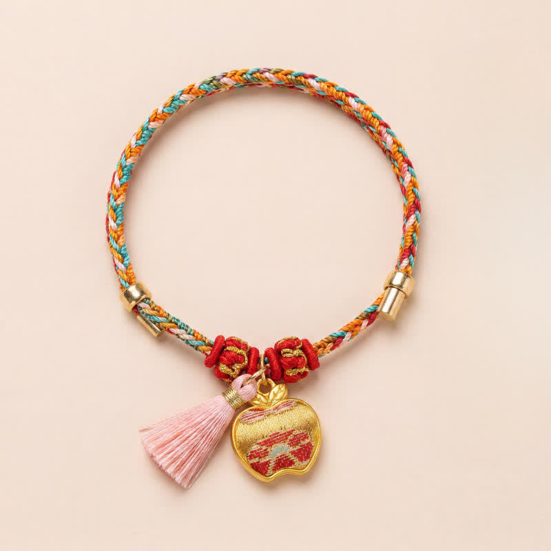 Nimara Ritual Handwoven Five Color Apple Money Bag Gourd Chinese Lock Charm Protection Bracelet