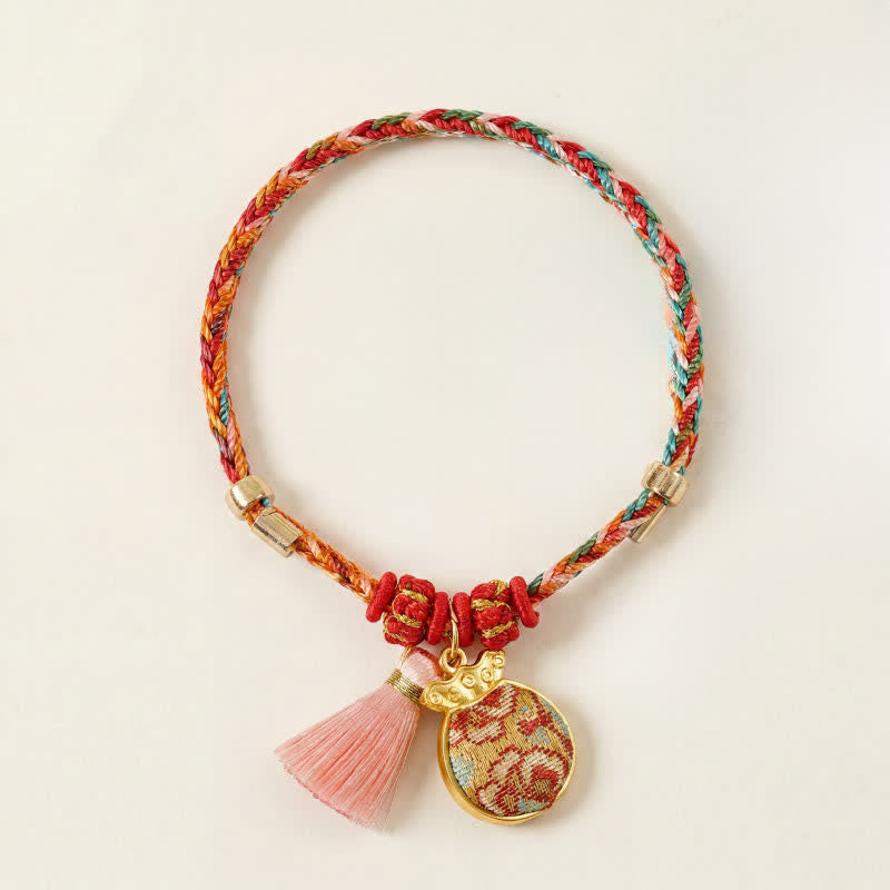 Nimara Ritual Handwoven Five Color Apple Money Bag Gourd Chinese Lock Charm Protection Bracelet