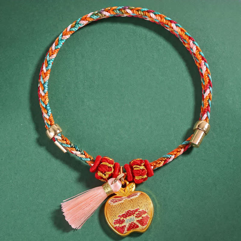 Nimara Ritual Handwoven Five Color Apple Money Bag Gourd Chinese Lock Charm Protection Bracelet