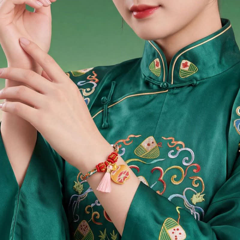 Nimara Ritual Handwoven Five Color Apple Money Bag Gourd Chinese Lock Charm Protection Bracelet