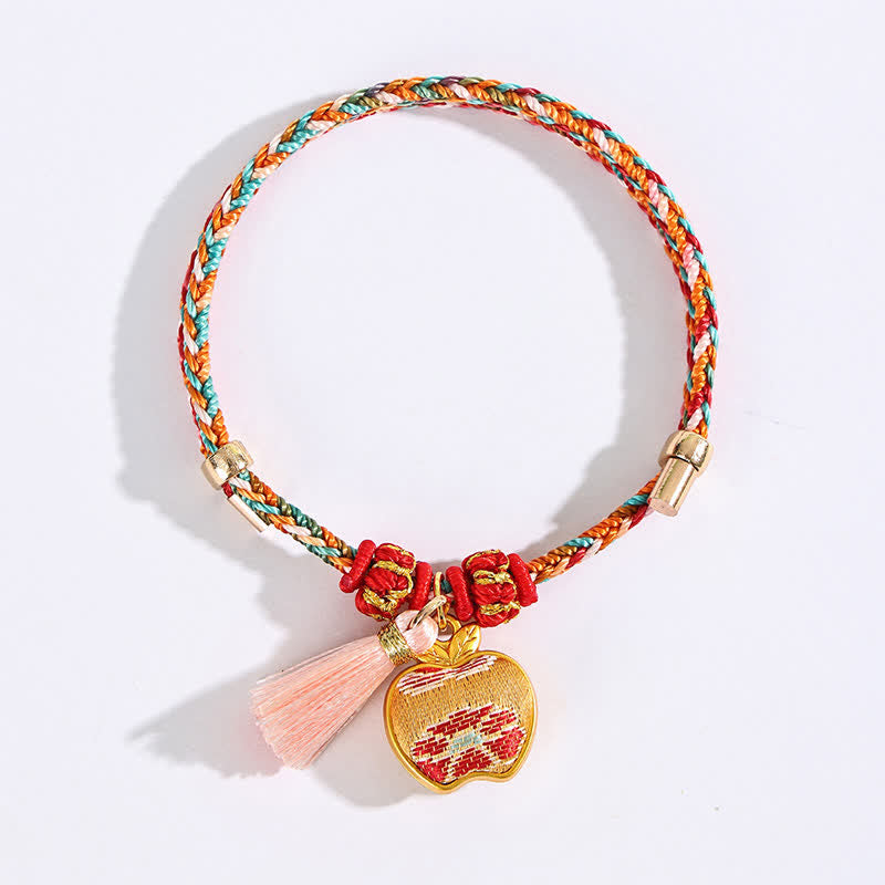 Nimara Ritual Handwoven Five Color Apple Money Bag Gourd Chinese Lock Charm Protection Bracelet