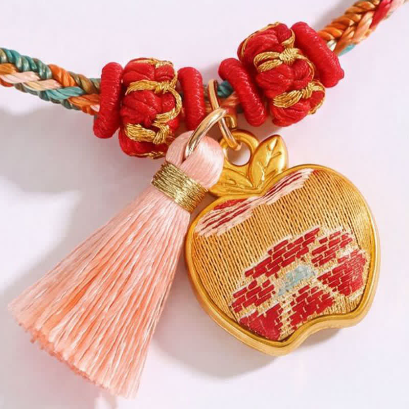 Nimara Ritual Handwoven Five Color Apple Money Bag Gourd Chinese Lock Charm Protection Bracelet