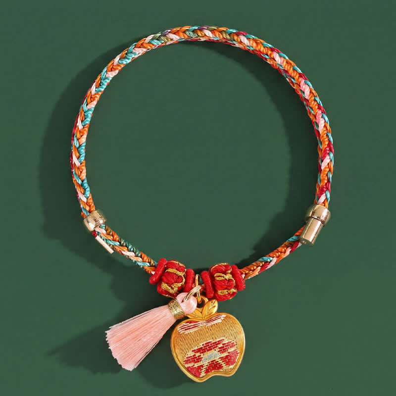 Nimara Ritual Handwoven Five Color Apple Money Bag Gourd Chinese Lock Charm Protection Bracelet