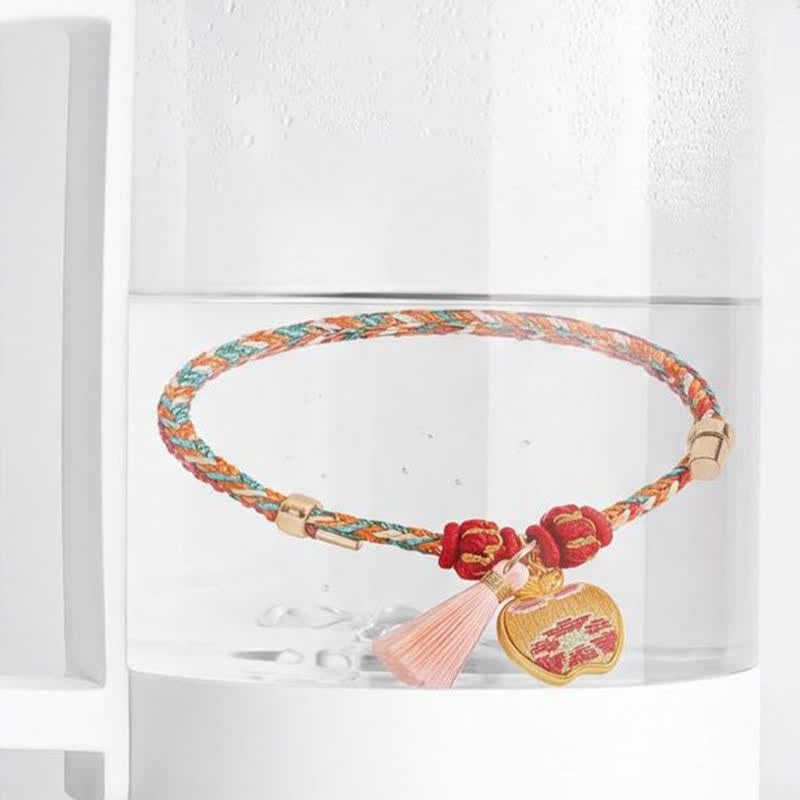 Nimara Ritual Handwoven Five Color Apple Money Bag Gourd Chinese Lock Charm Protection Bracelet