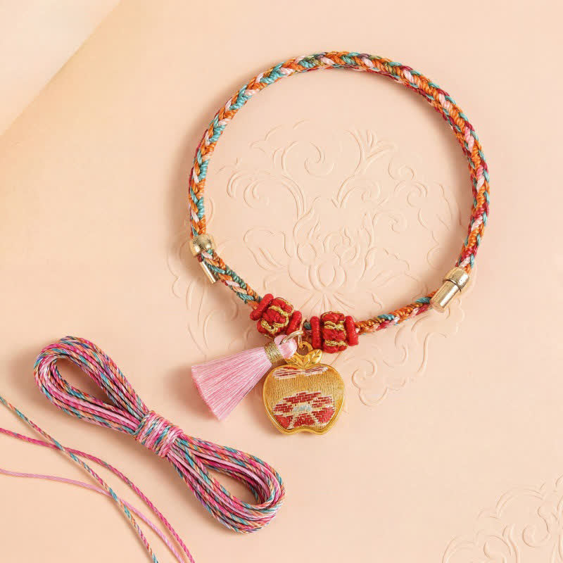 Nimara Ritual Handwoven Five Color Apple Money Bag Gourd Chinese Lock Charm Protection Bracelet