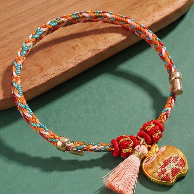 Nimara Ritual Handwoven Five Color Apple Money Bag Gourd Chinese Lock Charm Protection Bracelet