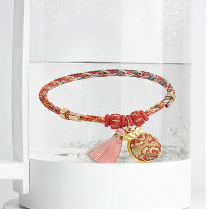 Nimara Ritual Handwoven Five Color Apple Money Bag Gourd Chinese Lock Charm Protection Bracelet