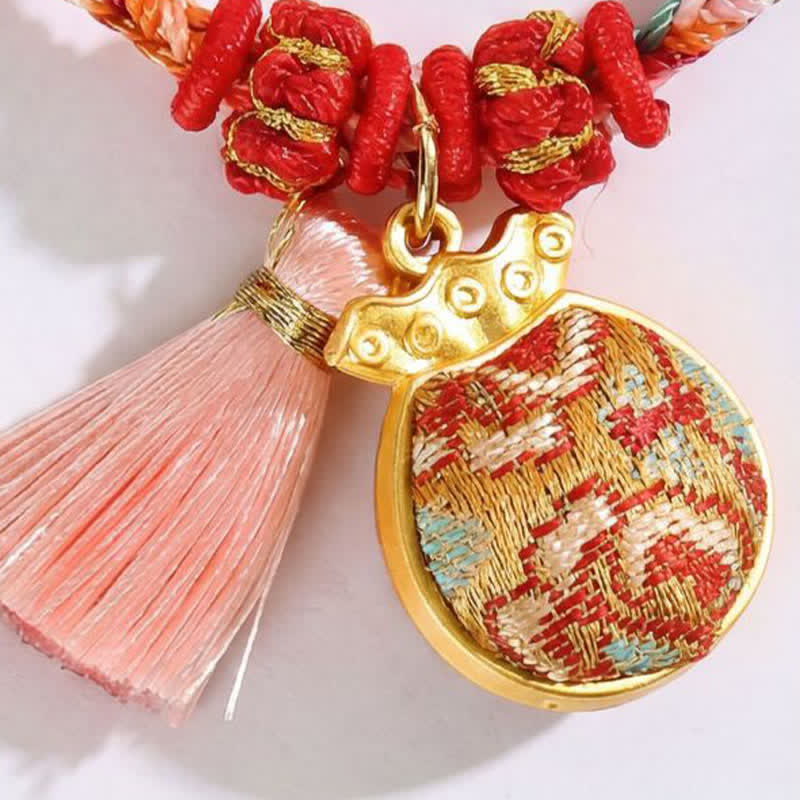 Nimara Ritual Handwoven Five Color Apple Money Bag Gourd Chinese Lock Charm Protection Bracelet