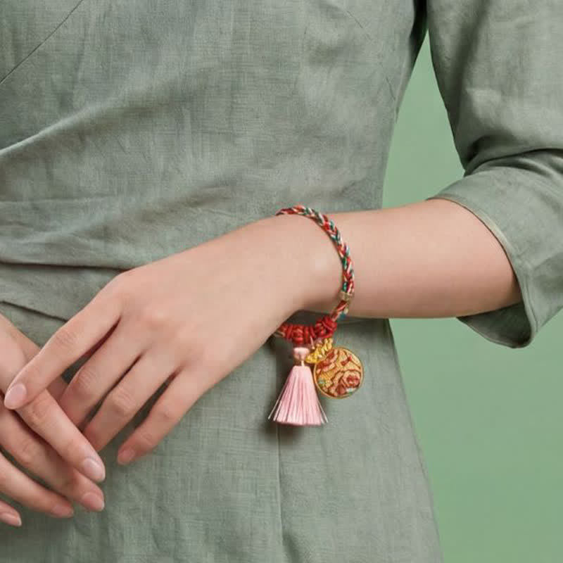 Nimara Ritual Handwoven Five Color Apple Money Bag Gourd Chinese Lock Charm Protection Bracelet