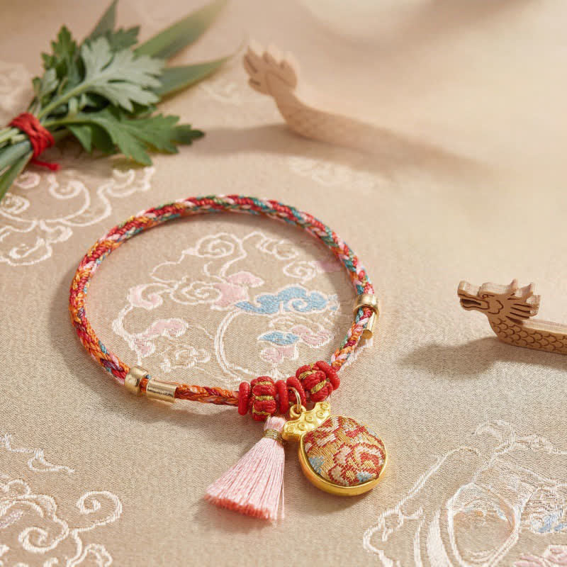 Nimara Ritual Handwoven Five Color Apple Money Bag Gourd Chinese Lock Charm Protection Bracelet